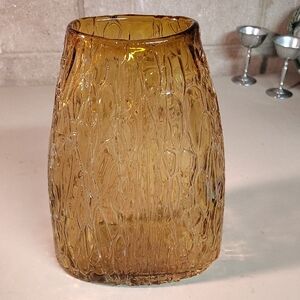 Amber Textured Glass Vase